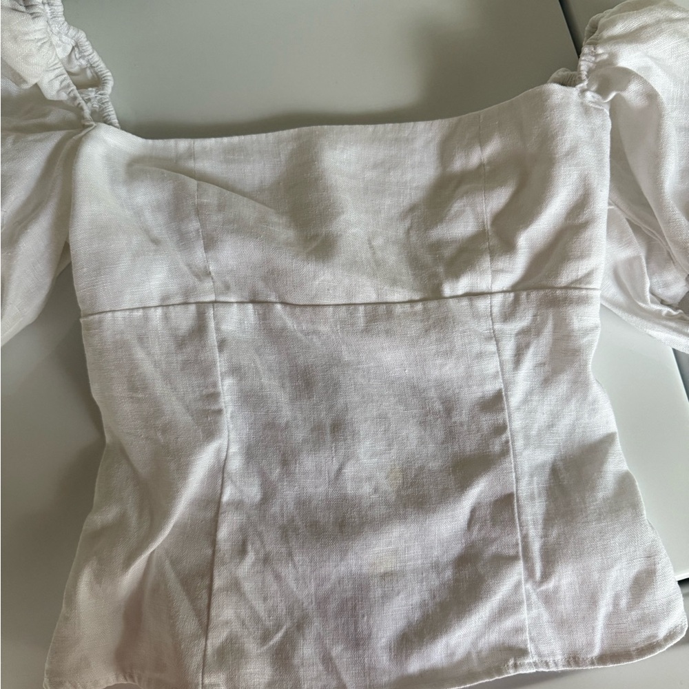 White Puff Sleeve Women's Top